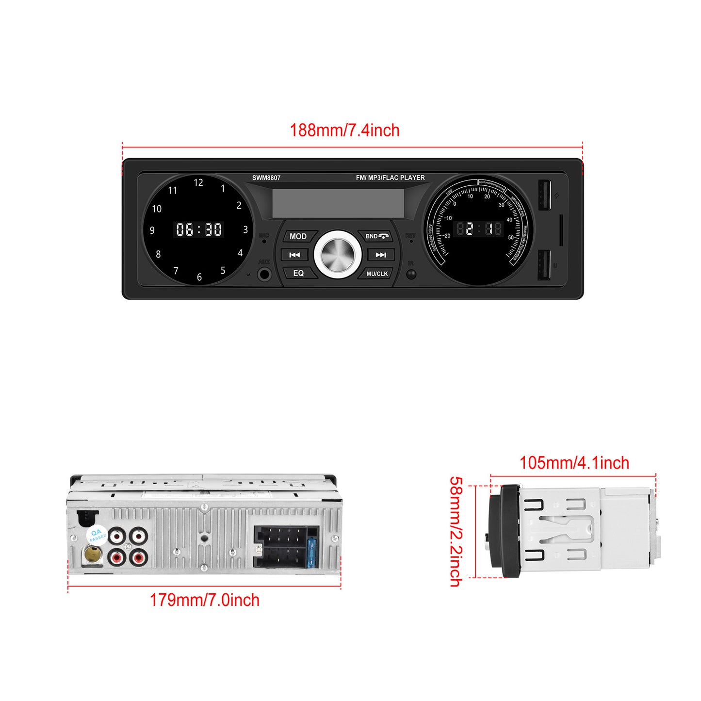 1 Din Car Mp3 Player 7388 Power Amplifier Radio with Temperature - Premium Other Car Electronics from Rapidvehicles - Just $63.99! Shop now at Rapidvehicles