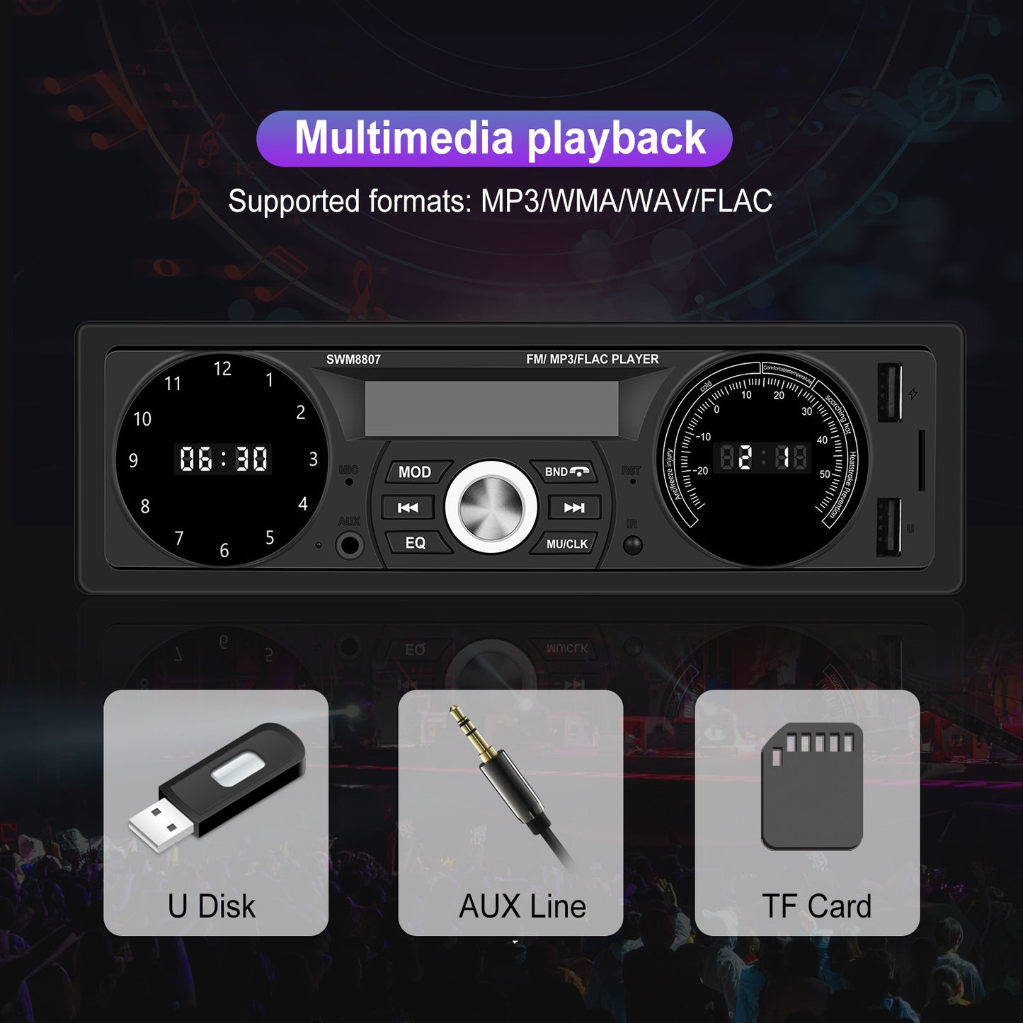 1 Din Car Mp3 Player 7388 Power Amplifier Radio with Temperature - Premium Other Car Electronics from Rapidvehicles - Just $63.99! Shop now at Rapidvehicles