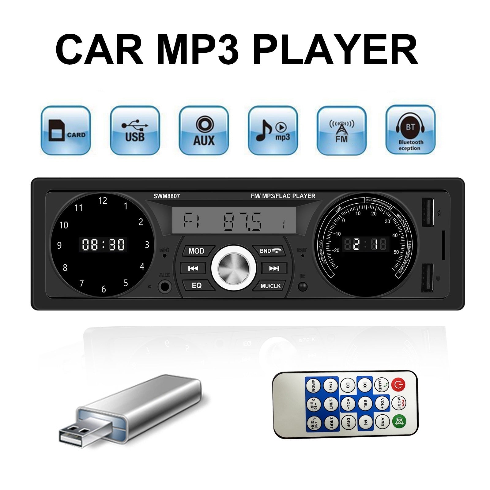 1 Din Car Mp3 Player 7388 Power Amplifier Radio with Temperature - Premium Other Car Electronics from Rapidvehicles - Just $63.99! Shop now at Rapidvehicles