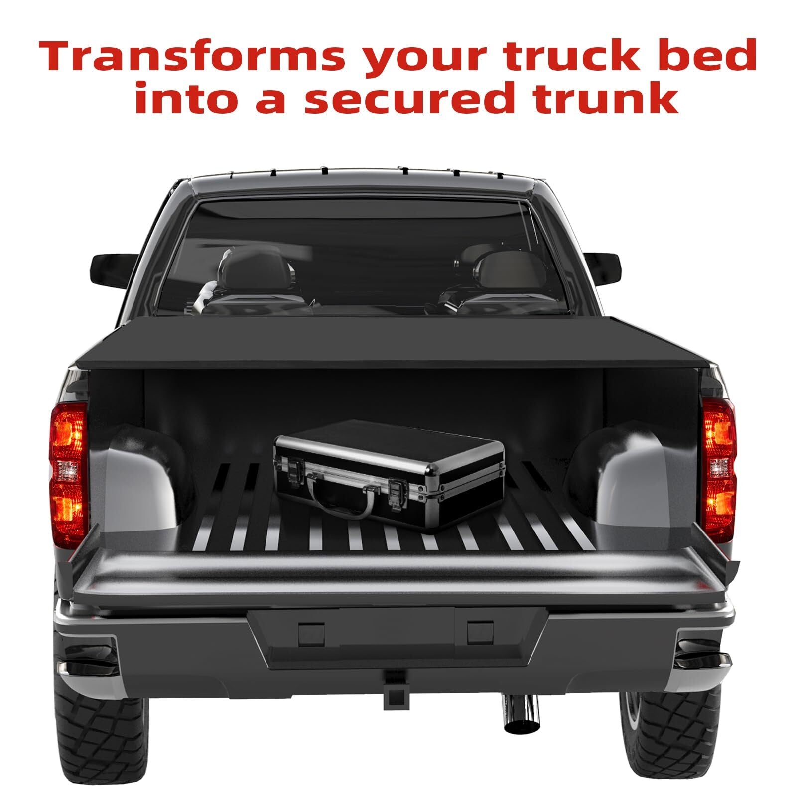 US GARVEE Soft Quad Fold 6.6ft Truck Bed Tonneau Cover Compatible with 2014-2018 Chevrolet Silverado 1500 Black - Premium Automotive Accessories from Rapidvehicles - Just $262.01! Shop now at Rapidvehicles