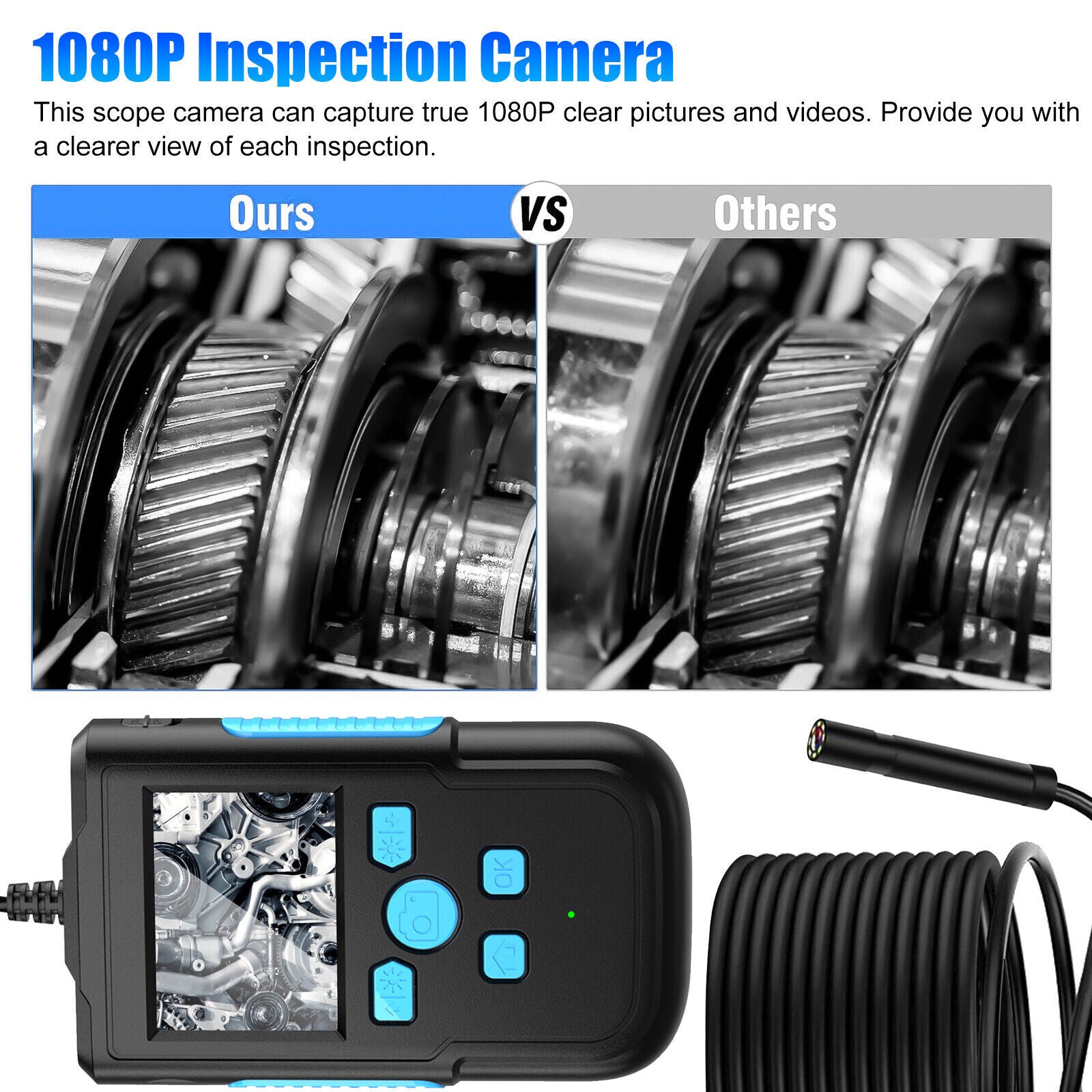 1080P HD Industrial Endoscope Camera 2.4-inch Screen Pipeline Borescope Video Inspection Camera 8mm-2m Black - Premium Other Car Tools from Rapidvehicles - Just $61.51! Shop now at Rapidvehicles