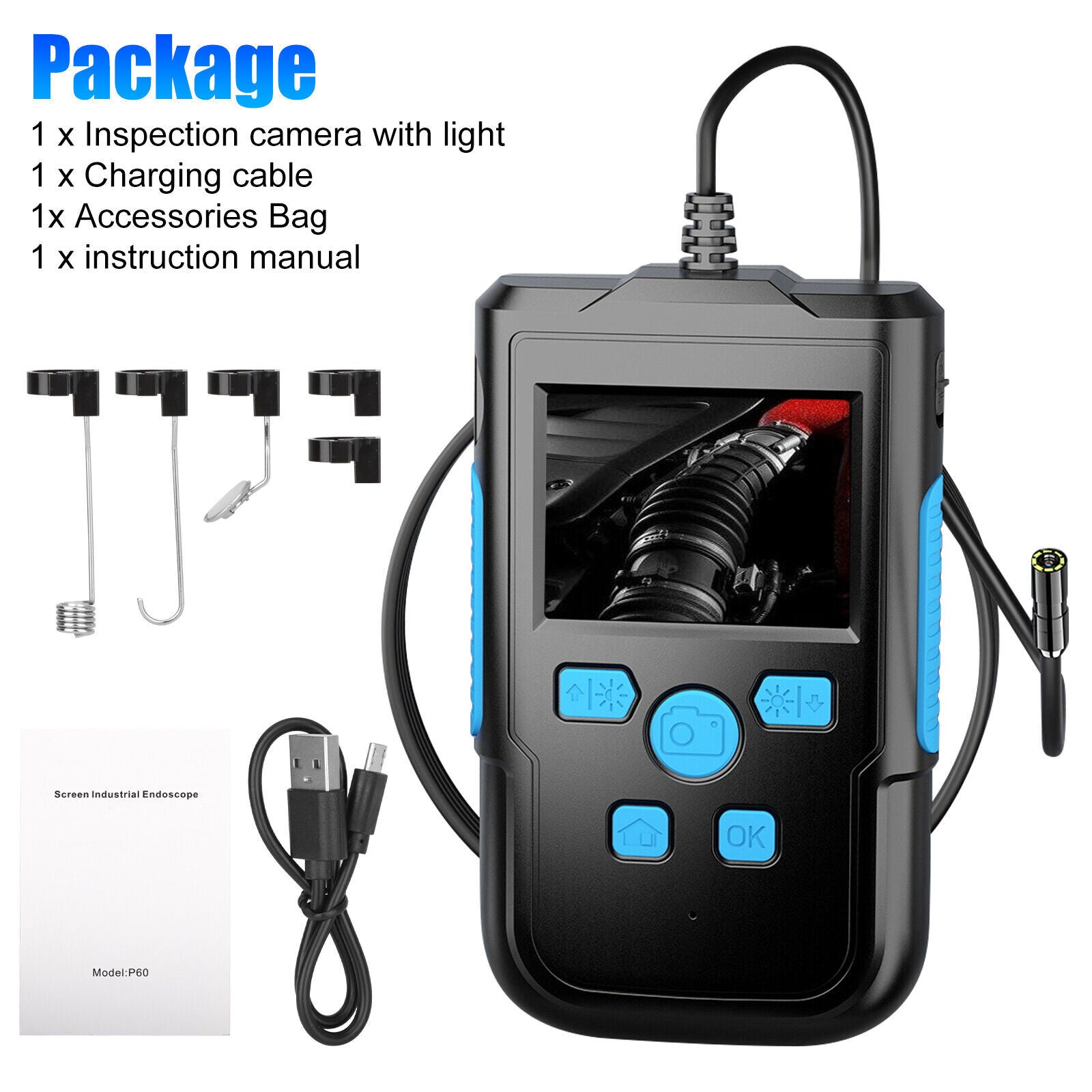 1080P HD Industrial Endoscope Camera 2.4-inch Screen Pipeline Borescope Video Inspection Camera 8mm-2m Black - Premium Other Car Tools from Rapidvehicles - Just $61.51! Shop now at Rapidvehicles