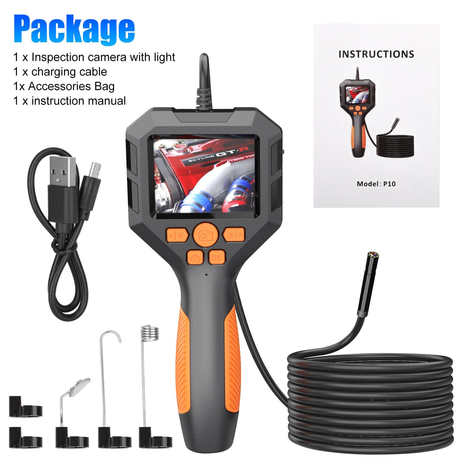 HD 1080P Led Handheld Borescope 2.8-inch Ips Screen 8mm Inspection Camera Industrial Endoscope for Auto Repair Black - Premium OBD & Diagnostic Tools from Rapidvehicles - Just $139.99! Shop now at Rapidvehicles