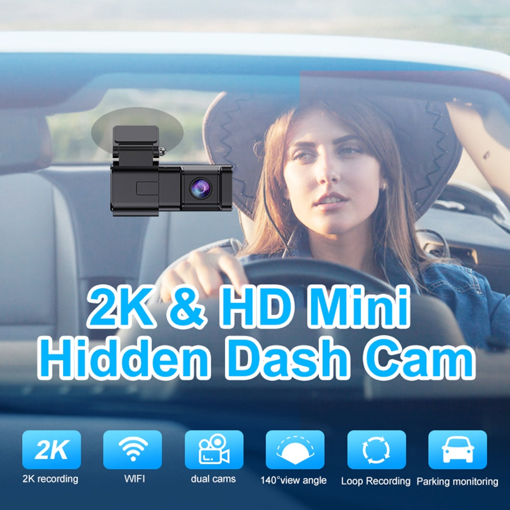 Wifi Dash Cam 2k HD Front Rear Dual Camera Screenless Driving - Premium Car Rear View Camera from Rapidvehicles - Just $91.99! Shop now at Rapidvehicles