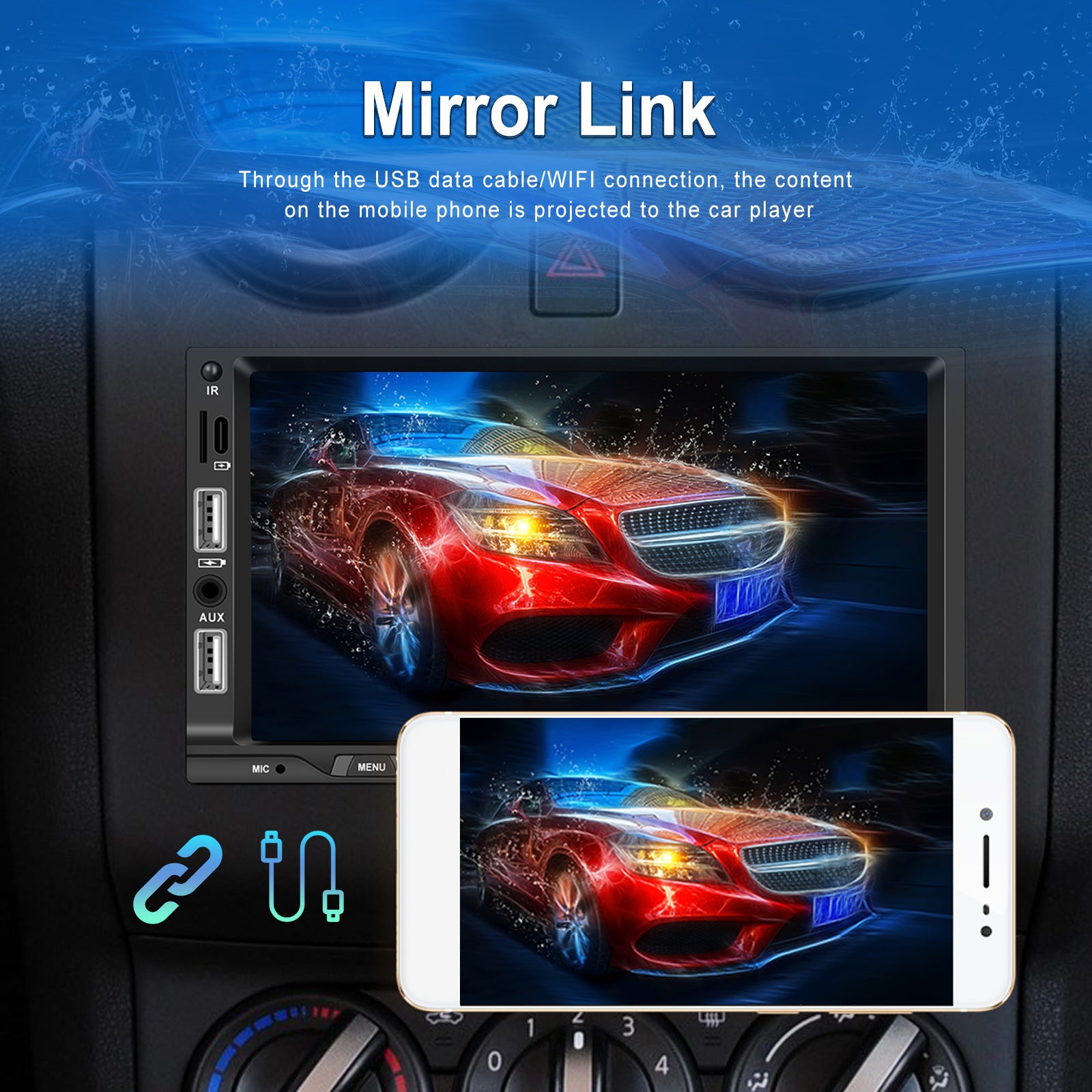 7-inch 2 Din Car Radio Bluetooth 5.1 Hands-free Mp5 Player for Carplay with Microphone Standard - Premium Car DVR from Rapidvehicles - Just $83.12! Shop now at Rapidvehicles