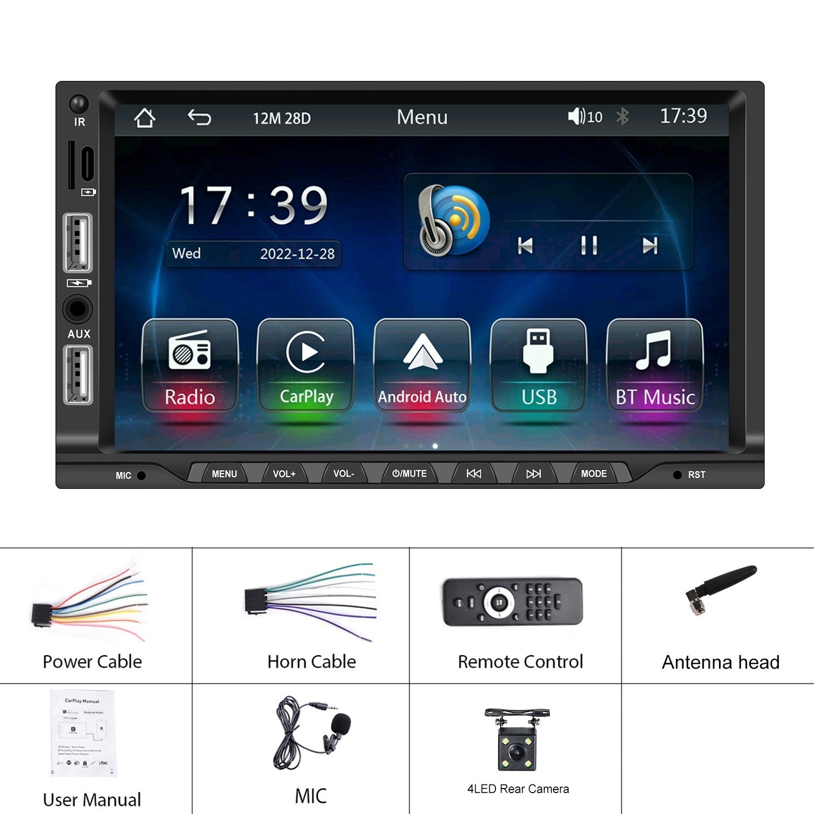 7-inch 2 Din Car Radio Bluetooth 5.1 Hands-free Mp5 Player for Carplay with Microphone Standard - Premium Car DVR from Rapidvehicles - Just $83.12! Shop now at Rapidvehicles