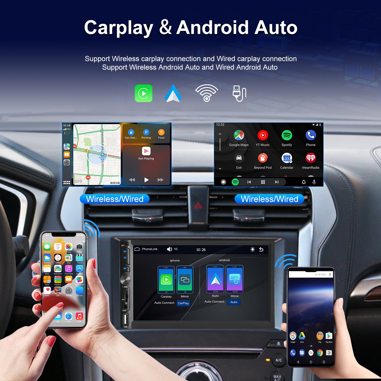 7-inch Dual Din Car Radio Universal Wireless Mp5 Player for Carplay with Microphone Standard - Premium Car DVR from Rapidvehicles - Just $85.03! Shop now at Rapidvehicles