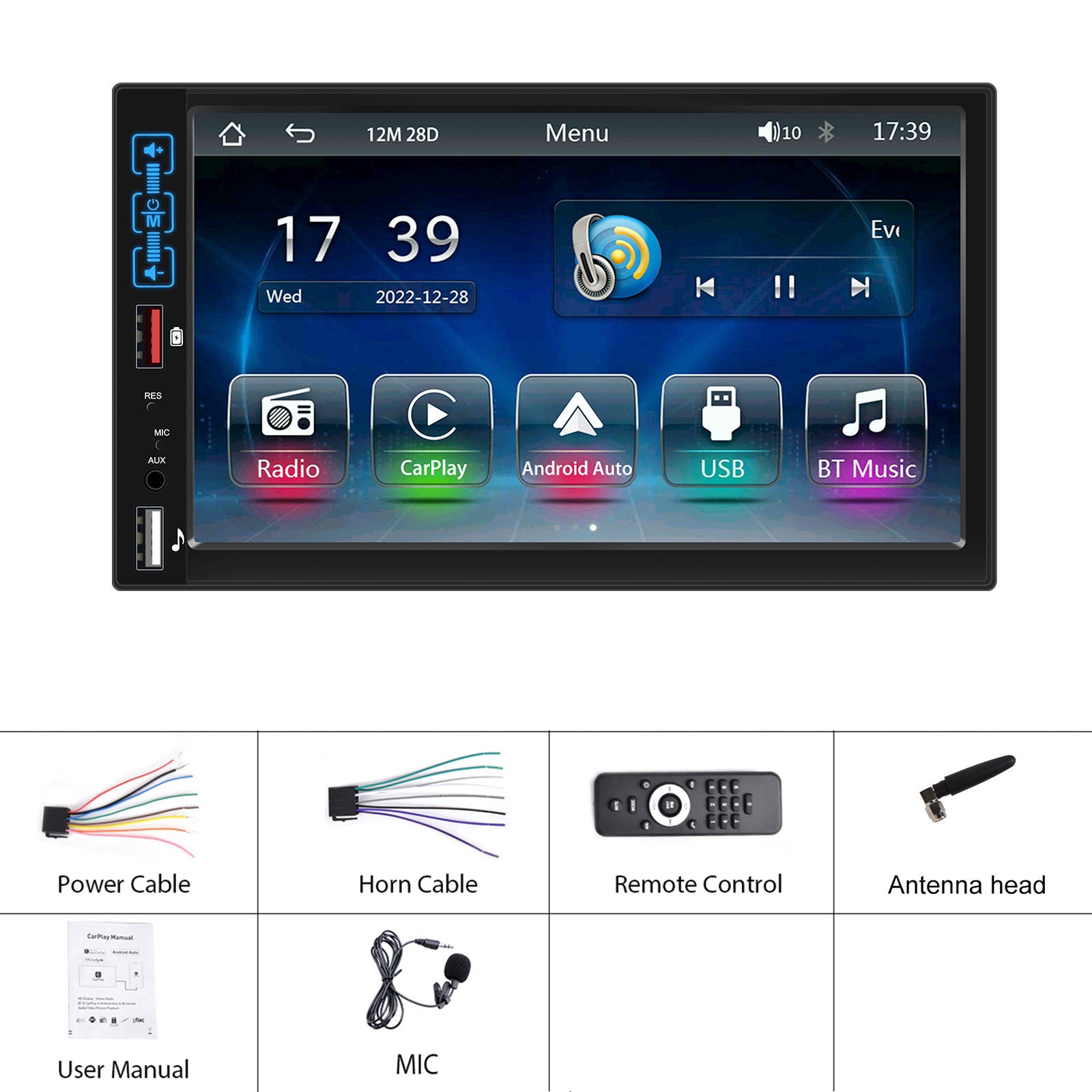 Dual Din Car Radio 7-Inch HD Screen Bluetooth Hands-Free Kit Mp5 Player for Carplay Wireless Standard - Premium Car DVR from Rapidvehicles - Just $85.62! Shop now at Rapidvehicles