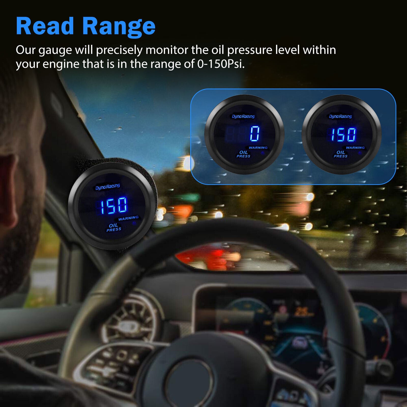 2inch 52mm LED Oil Pressure Gauge Digital Display Instrument with Sensor Meter Automobile Modified Parts Black - Premium Car Organizers from Rapidvehicles - Just $40.04! Shop now at Rapidvehicles