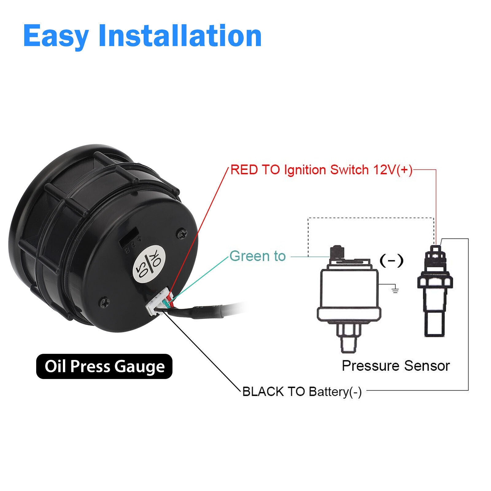 2inch 52mm LED Oil Pressure Gauge Digital Display Instrument with Sensor Meter Automobile Modified Parts Black - Premium Car Organizers from Rapidvehicles - Just $40.04! Shop now at Rapidvehicles