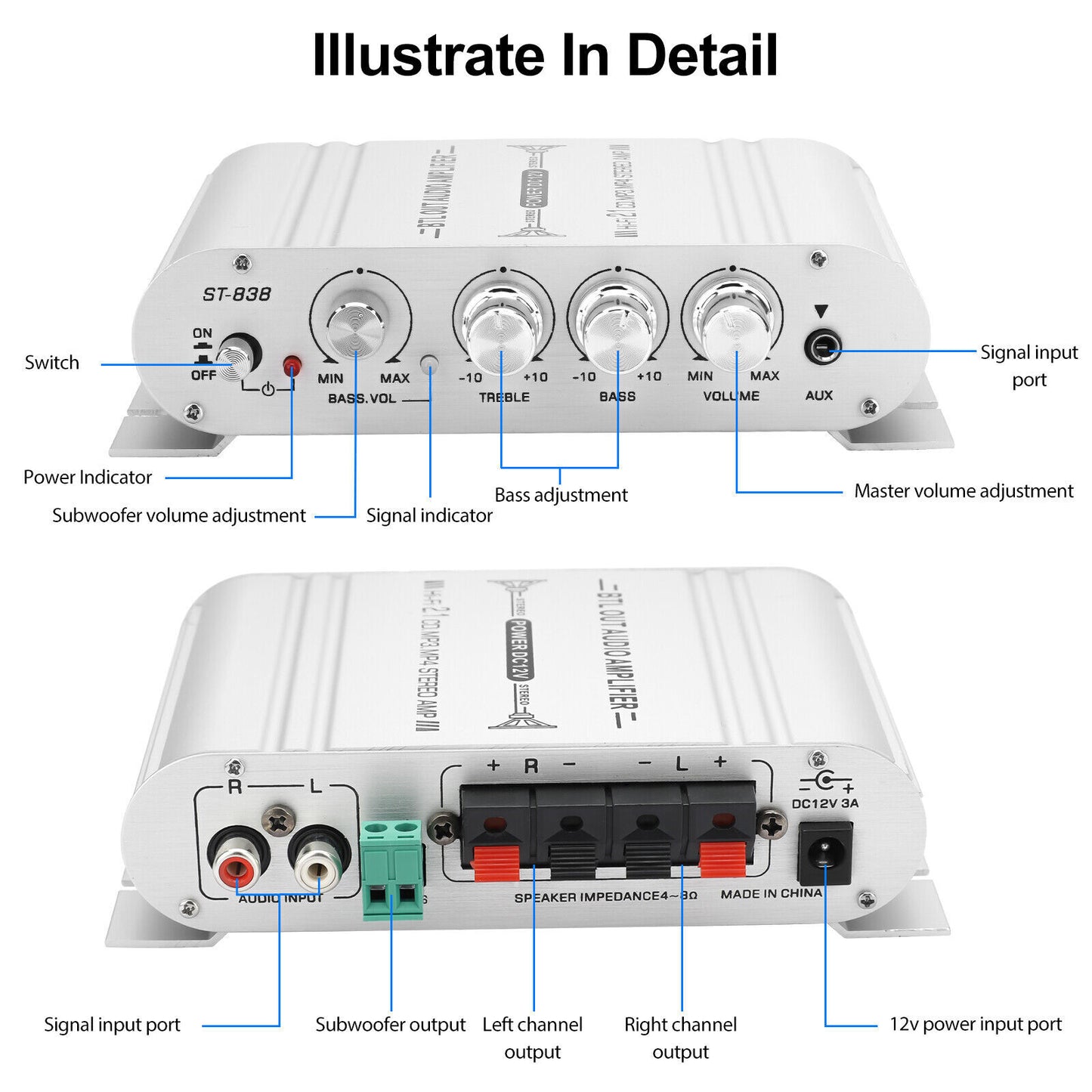 Car Stereo Amplifier Speaker Hifi Power Home Subwoofer 2.1 - Premium Other Car Electronics from Rapidvehicles - Just $46.79! Shop now at Rapidvehicles