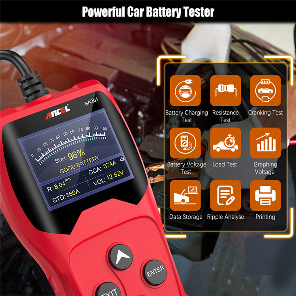 Ba201 Car Battery Tester Detector 12v 100-2000cca Battery Charging Starting Load Tester Analyzer Tools Red - Premium OBD & Diagnostic Tools from Rapidvehicles - Just $75.99! Shop now at Rapidvehicles