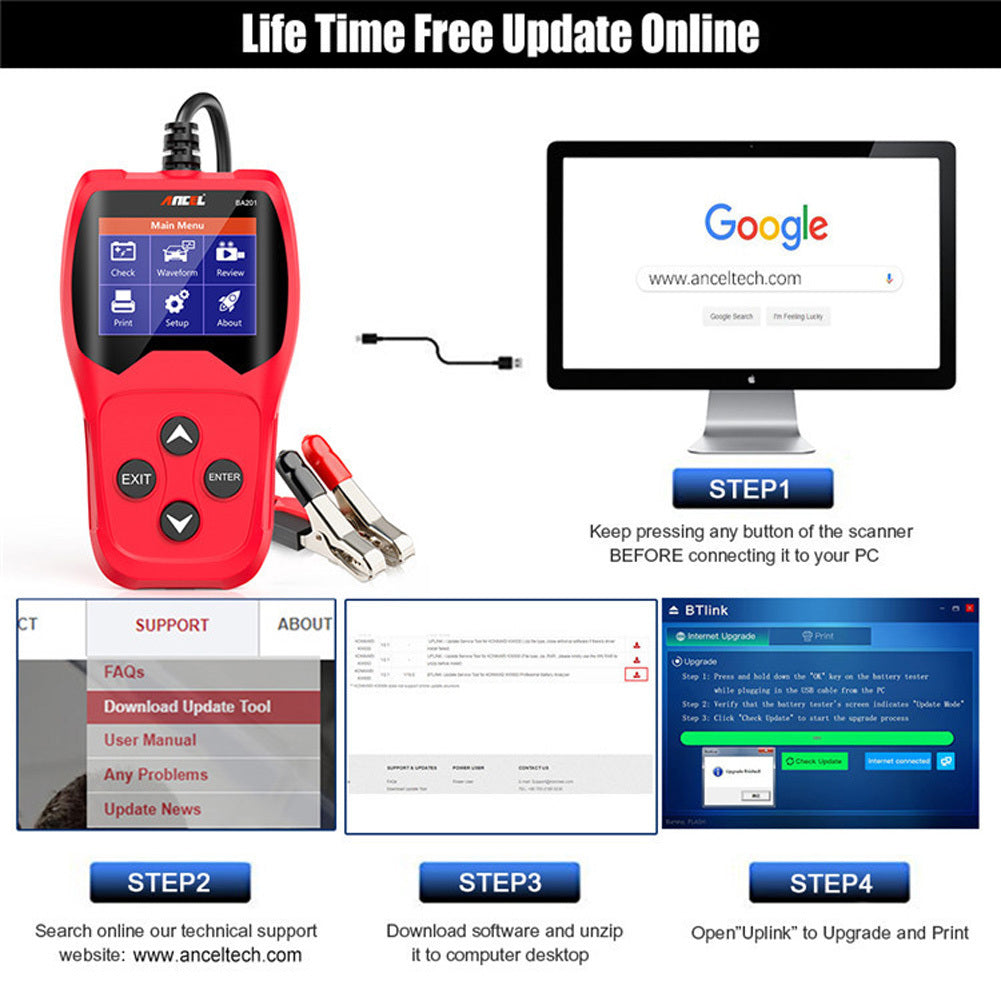 Ba201 Car Battery Tester Detector 12v 100-2000cca Battery Charging Starting Load Tester Analyzer Tools Red - Premium OBD & Diagnostic Tools from Rapidvehicles - Just $75.99! Shop now at Rapidvehicles