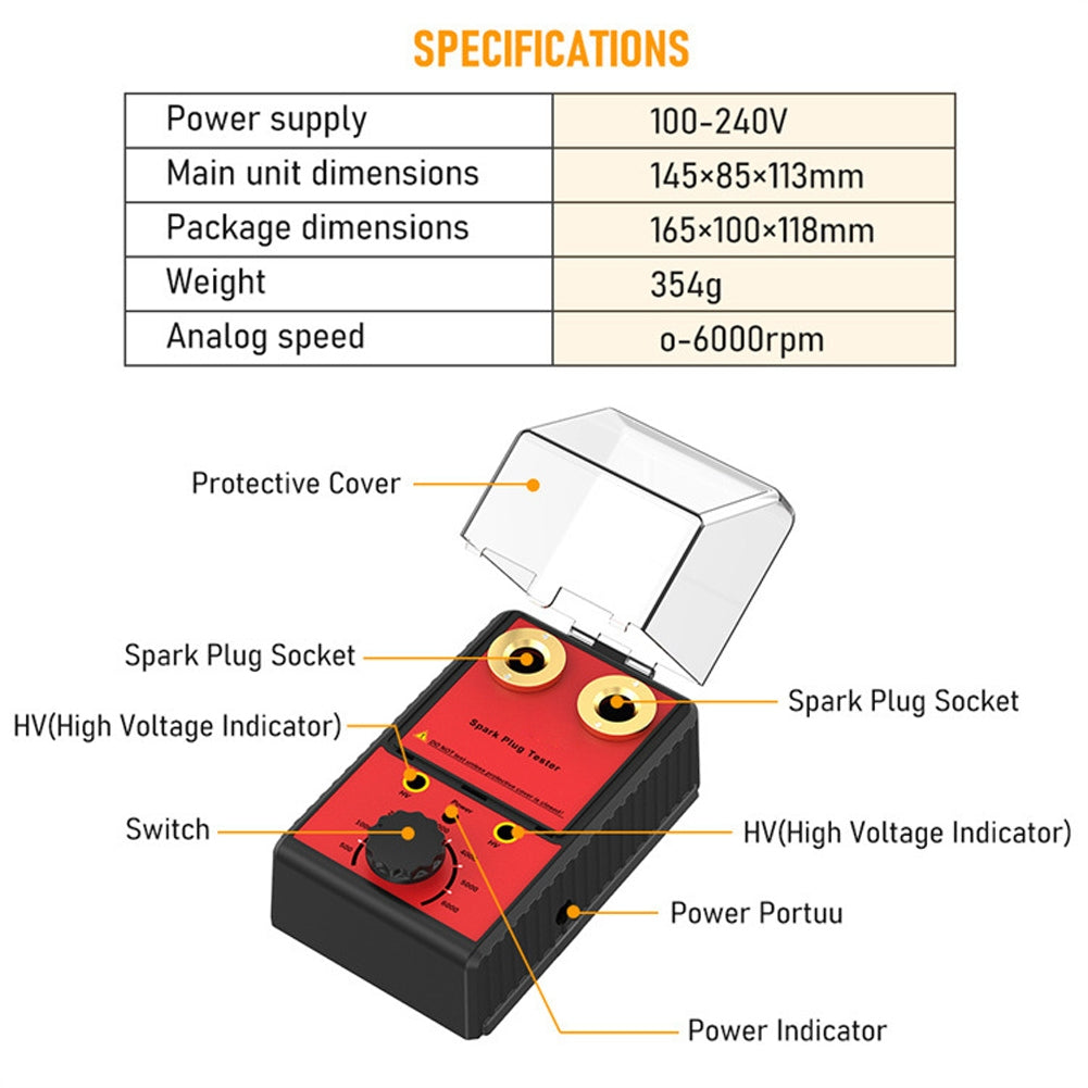 0-6000rpm 12v Spark Plug Tester Diagnostic Tool Double Hole Testing Analyzer Ignition System Detector Red EU Plug - Premium OBD & Diagnostic Tools from Rapidvehicles - Just $45.99! Shop now at Rapidvehicles