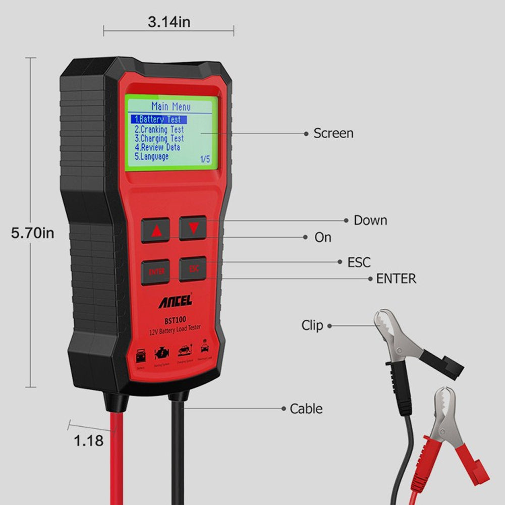 12V Car Battery Tester Large Lcd Display Analyzer Vehicle Cranking Charging System Testing Tool Red - Premium OBD & Diagnostic Tools from Rapidvehicles - Just $57.99! Shop now at Rapidvehicles