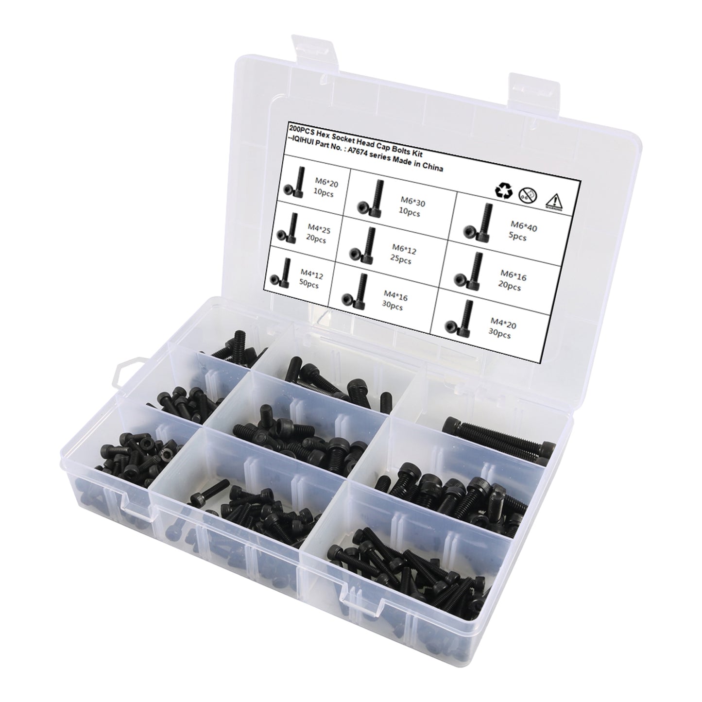 200pcs Hexagon Socket Head Cap Bolt Kit 9 Specifications - Premium Car Organizers from Rapidvehicles - Just $40.49! Shop now at Rapidvehicles