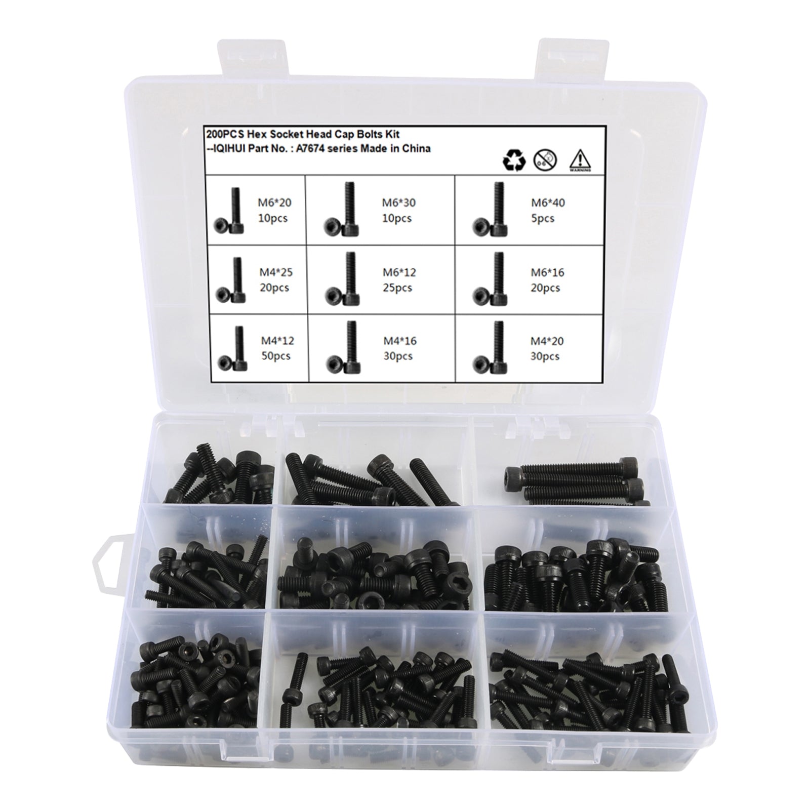 200pcs Hexagon Socket Head Cap Bolt Kit 9 Specifications - Premium Car Organizers from Rapidvehicles - Just $40.49! Shop now at Rapidvehicles