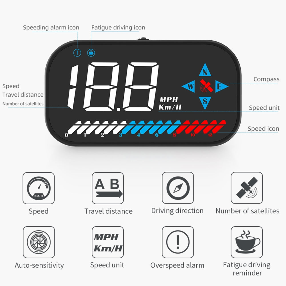 Car Hud Head-Up Display Digital Gps Speedometer Compass HD Screen Universal for Outdoor Off-Road Vehicle Black - Premium Other Car Electronics from Rapidvehicles - Just $40.99! Shop now at Rapidvehicles