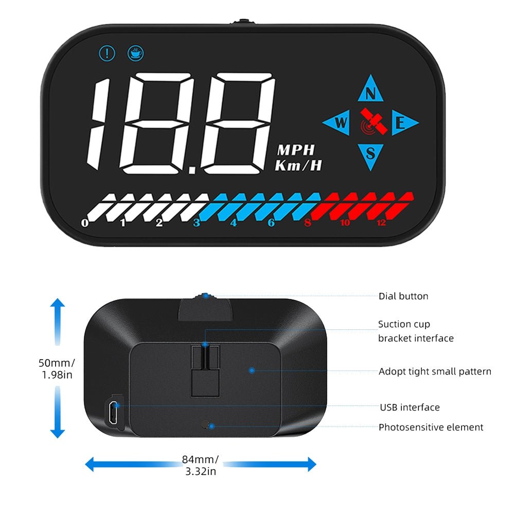 Car Hud Head-Up Display Digital Gps Speedometer Compass HD Screen Universal for Outdoor Off-Road Vehicle Black - Premium Other Car Electronics from Rapidvehicles - Just $40.99! Shop now at Rapidvehicles