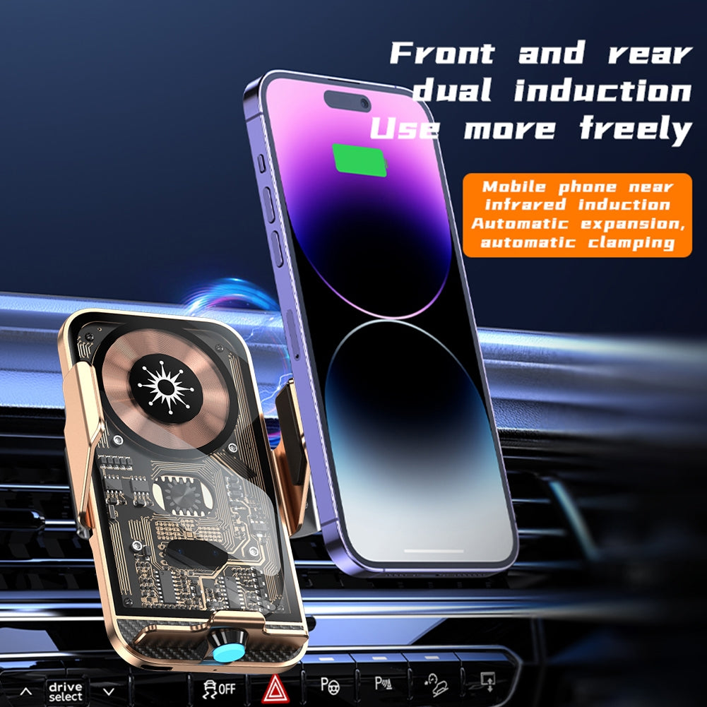 Car Phone Holder Wireless Charger 15w Fast Charging 360-Degree Rotation Automatic Infrared Sensor Bracket Blue - Premium Car Mounts & Holders from Rapidvehicles - Just $33.99! Shop now at Rapidvehicles