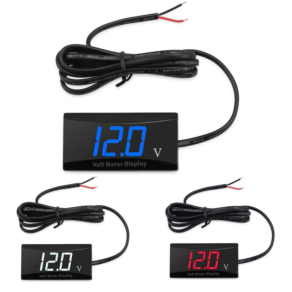 Car Voltmeter 8V-16V Led Digital Display Battery Detection Voltmeter Waterproof Universal For Motorcycle blue light - Premium Motorcycle Accessories from Rapidvehicles - Just $22.99! Shop now at Rapidvehicles