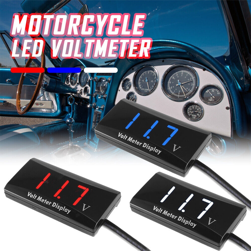 Car Voltmeter 8V-16V Led Digital Display Battery Detection Voltmeter Waterproof Universal For Motorcycle blue light - Premium Motorcycle Accessories from Rapidvehicles - Just $22.99! Shop now at Rapidvehicles