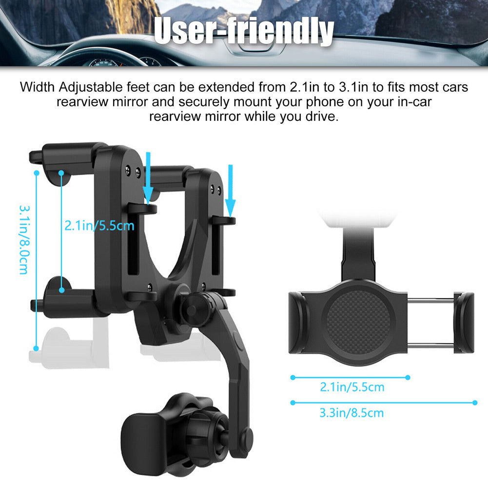 Car Phone Holder Cradle Rearview Mirror Mount Stand 360-degree Rotation Universal Gps Navigation Bracket black - Premium Car Mounts & Holders from Rapidvehicles - Just $17.99! Shop now at Rapidvehicles