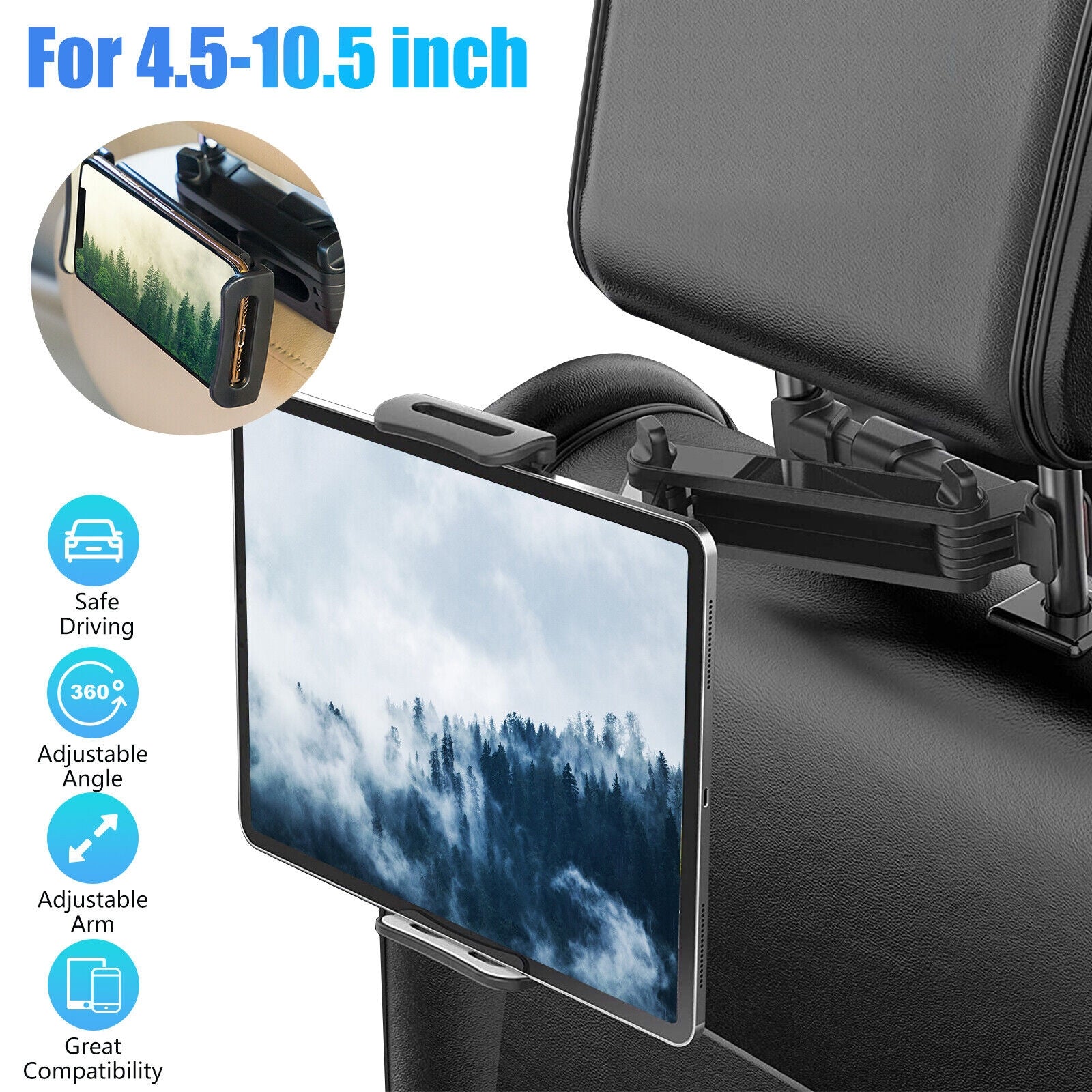 Car Headrest Tablet Mount Holder Compatible For Ipad Mobile Phone Universal Telescopic Rack Support Frame black - Premium Car Chargers from Rapidvehicles - Just $27.99! Shop now at Rapidvehicles