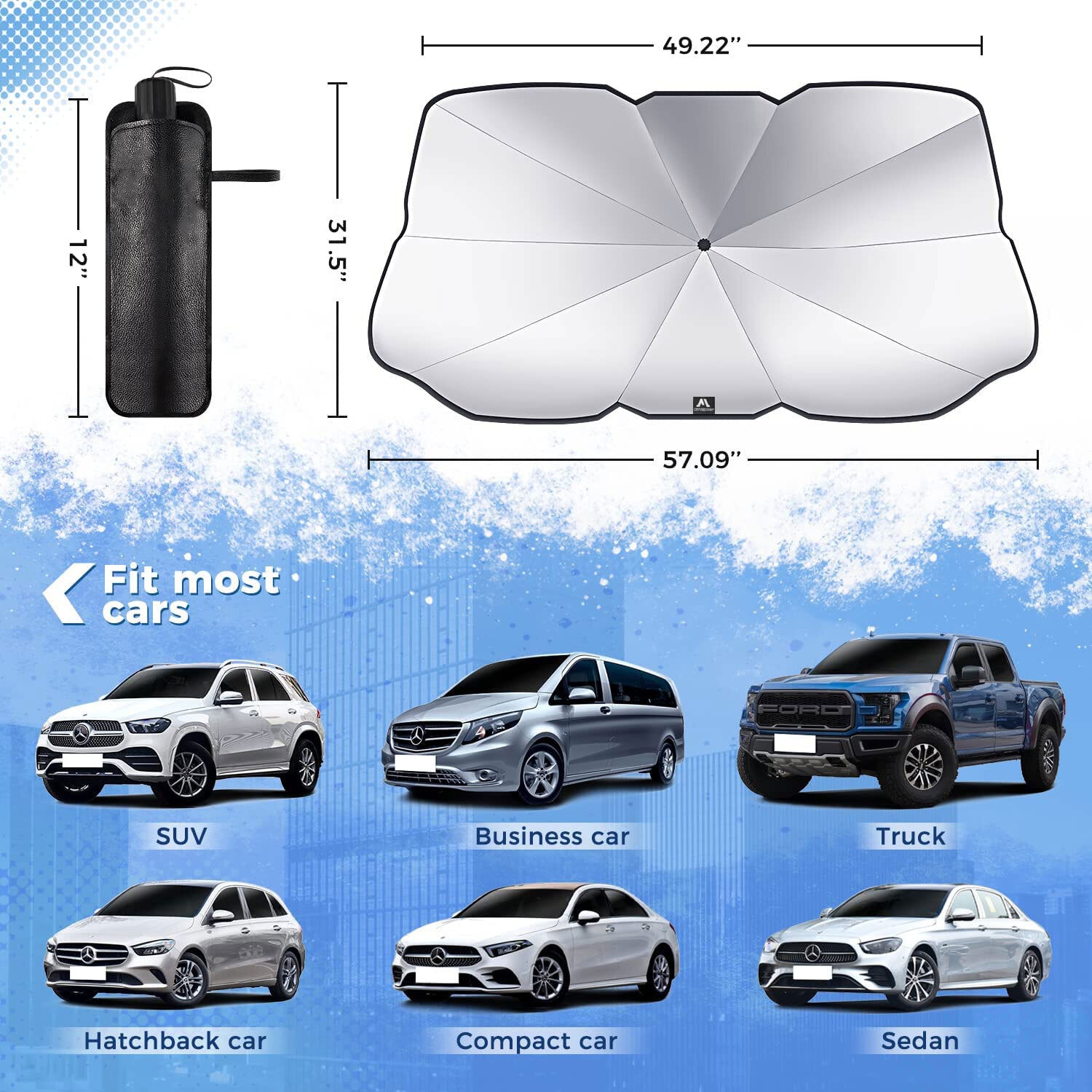 Car Windshield Sun Shade Umbrella Block UV Rays Heat Retractable - Premium Car Organizers from Rapidvehicles - Just $24.99! Shop now at Rapidvehicles