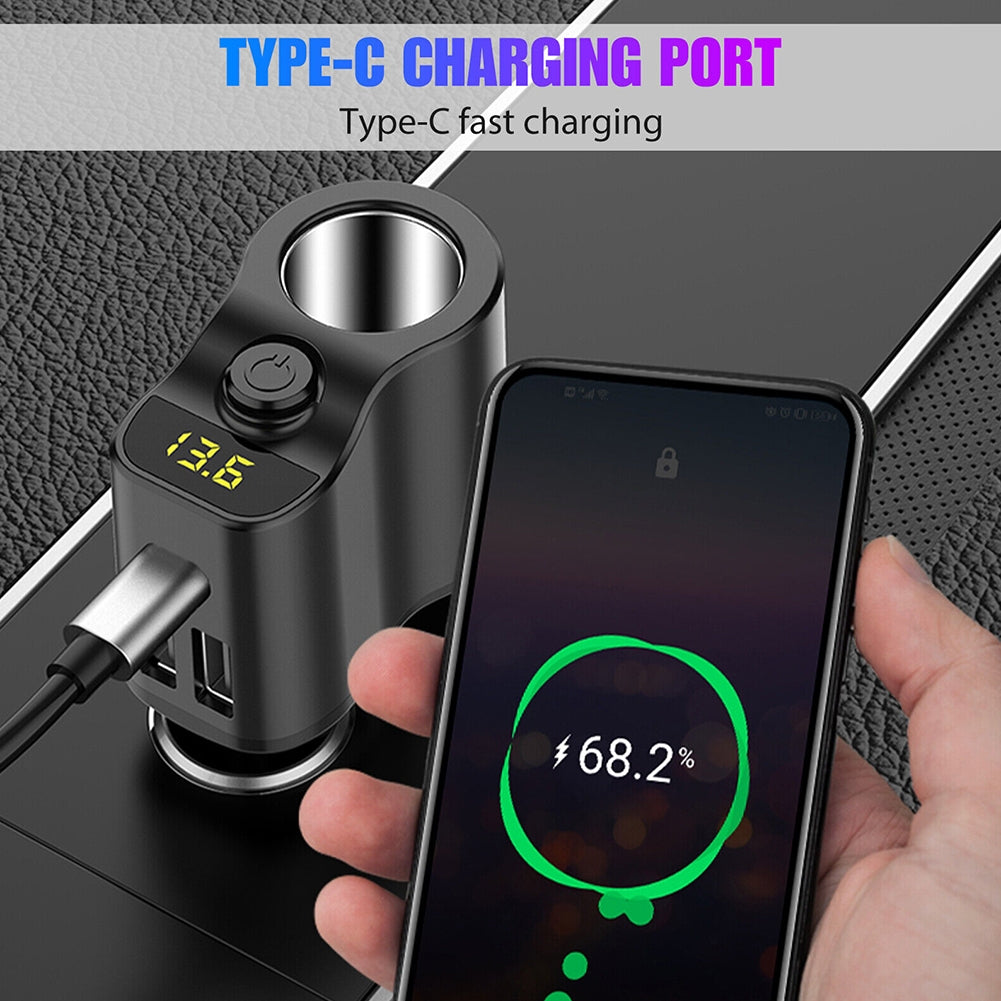 Car Charger Extension Cigarette Lighter Adapter Socket Splitter 2 USB 1PD Ports Voltage Meter 12V/24V Automobile Outlet black - Premium Car Chargers from Rapidvehicles - Just $21.56! Shop now at Rapidvehicles