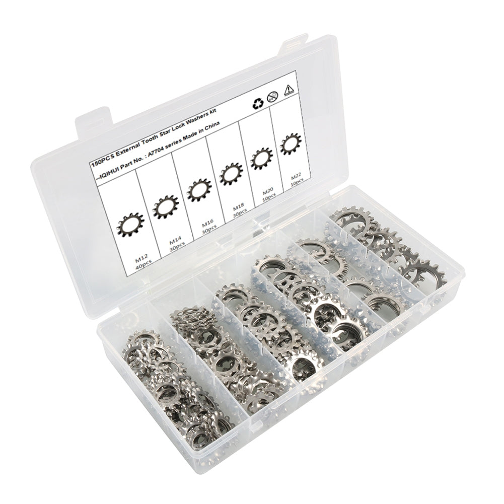 150pcs 6 Sizes 304 Stainless Steel External Tooth Star Lock - Premium Car Organizers from Rapidvehicles - Just $41.99! Shop now at Rapidvehicles