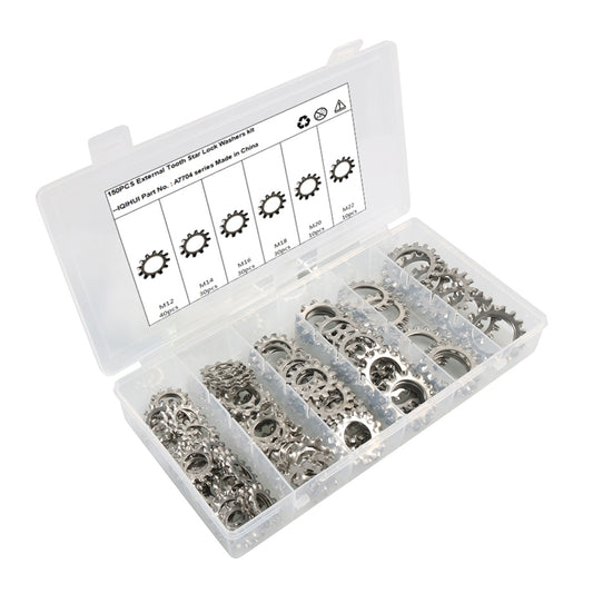 150pcs 6 Sizes 304 Stainless Steel External Tooth Star Lock - Premium Car Organizers from Rapidvehicles - Just $41.99! Shop now at Rapidvehicles