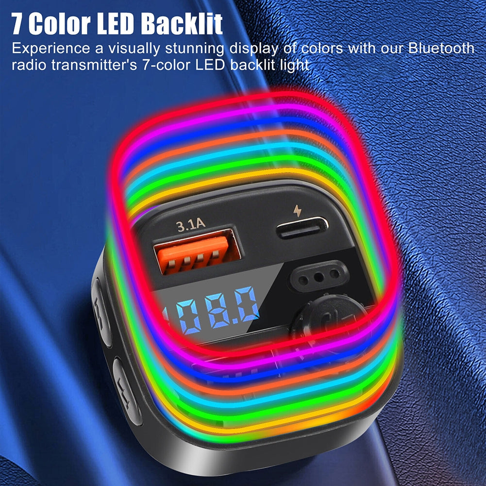 C26 FM Transmitter For Car Bluetooth 5.0 Hands-free Call RGB Backlight Dual USB Car Charger MP3 Music Player black - Premium Car Chargers from Rapidvehicles - Just $22.99! Shop now at Rapidvehicles