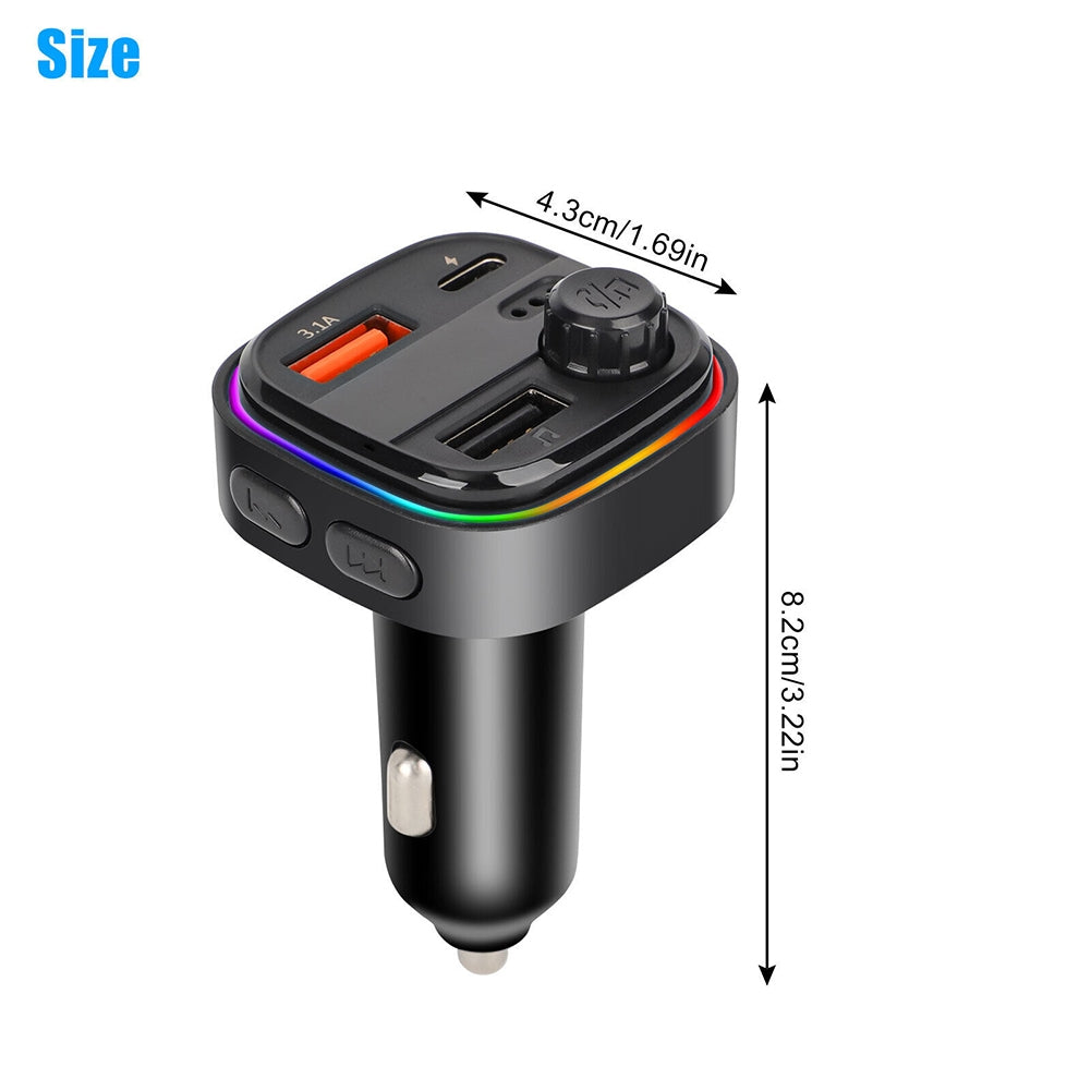 C26 FM Transmitter For Car Bluetooth 5.0 Hands-free Call RGB Backlight Dual USB Car Charger MP3 Music Player black - Premium Car Chargers from Rapidvehicles - Just $22.99! Shop now at Rapidvehicles