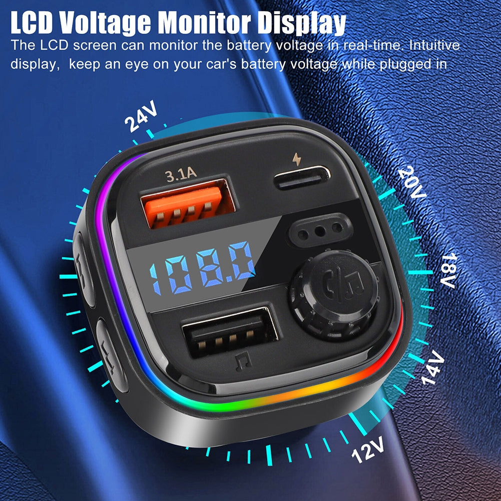 C26 FM Transmitter For Car Bluetooth 5.0 Hands-free Call RGB - Premium Car Chargers from Rapidvehicles - Just $29.99! Shop now at Rapidvehicles