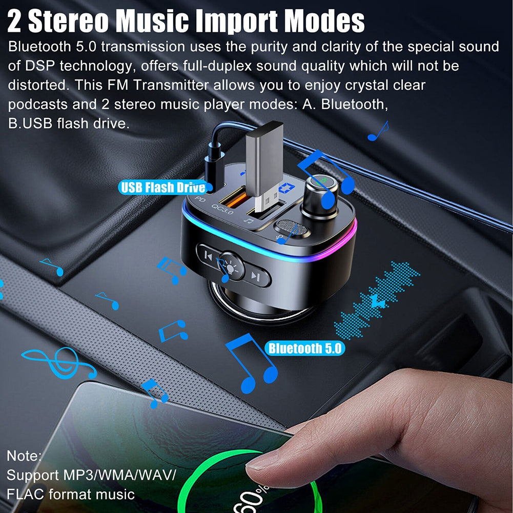 Wireless FM Transmitter For Car Bluetooth 5.0 FM Radio Adapter - Premium Car Chargers from Rapidvehicles - Just $43.99! Shop now at Rapidvehicles