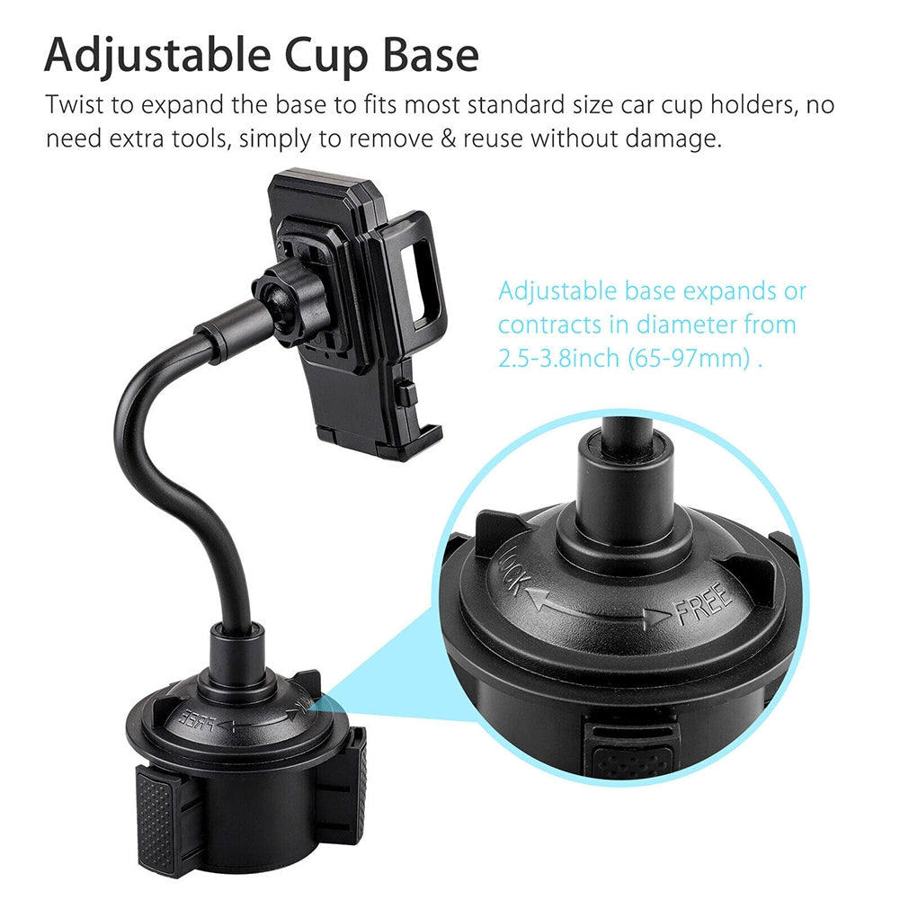 Cup Holder Phone Mount For Car Adjustable Stable Long Arm Cell Phone Holder Cradle Universal Navigation Rack black - Premium Car Mounts & Holders from Rapidvehicles - Just $19.99! Shop now at Rapidvehicles