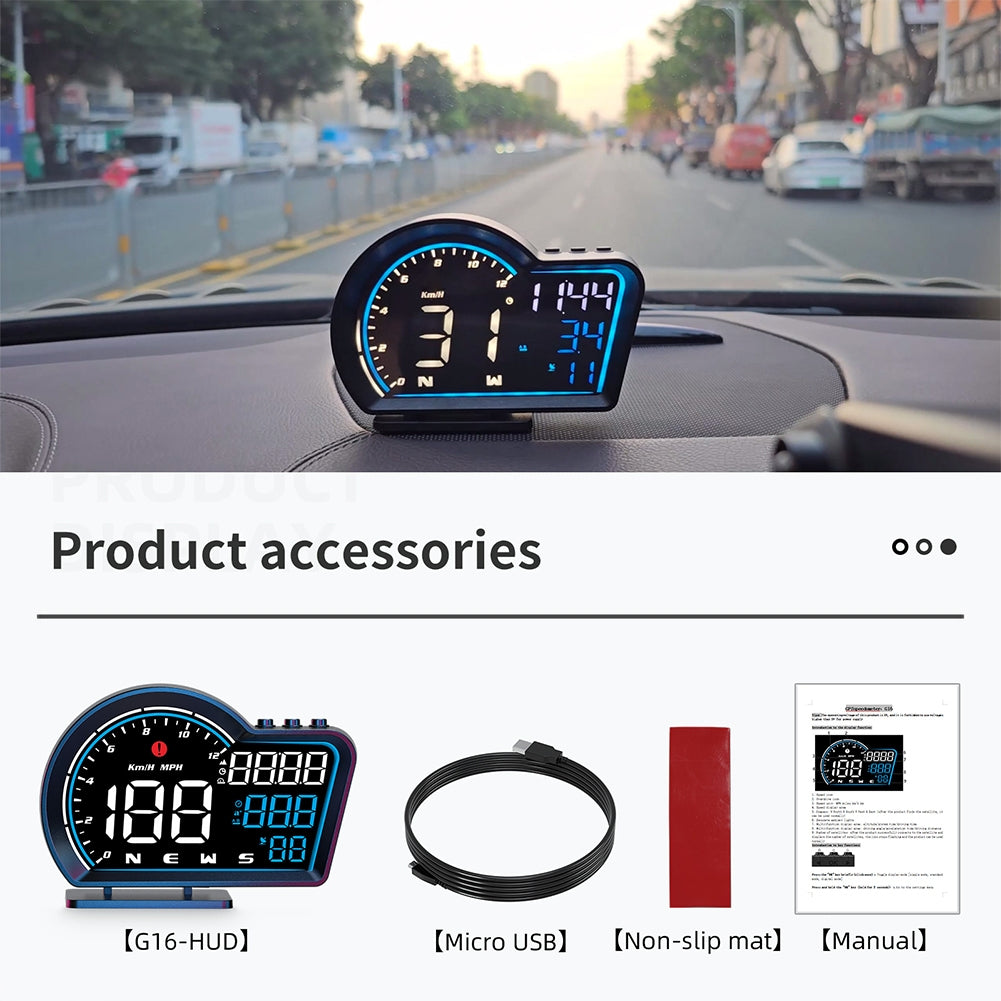 G16 Car Hud Head up Display Beidou + GPS Dual System Smart Gauge - Premium Other Car Electronics from Rapidvehicles - Just $62.99! Shop now at Rapidvehicles