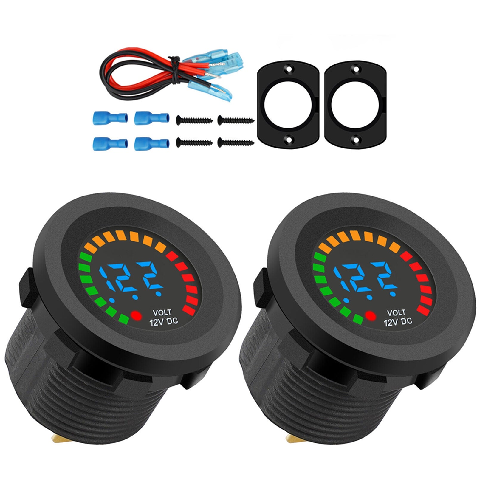 2PCS Battery Meter Waterproof Dc 12v Voltmeter LED Digital Display Voltage Gauges Round for Marine Car Motorcycle Black - Premium Car Chargers from Rapidvehicles - Just $40.99! Shop now at Rapidvehicles