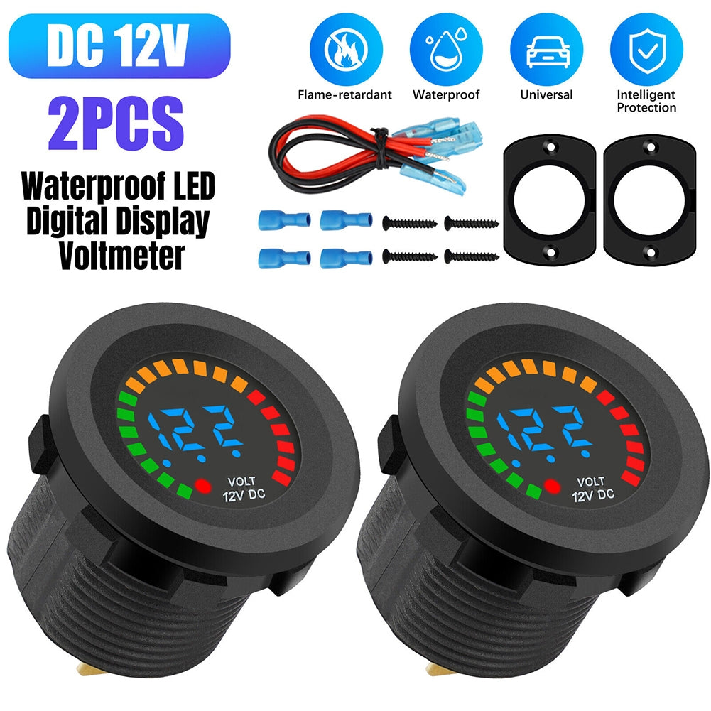 2PCS Battery Meter Waterproof Dc 12v Voltmeter LED Digital - Premium Car Chargers from Rapidvehicles - Just $55.99! Shop now at Rapidvehicles