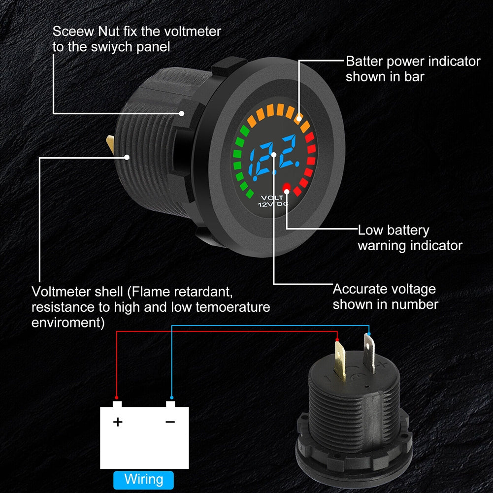 2PCS Battery Meter Waterproof Dc 12v Voltmeter LED Digital - Premium Car Chargers from Rapidvehicles - Just $55.99! Shop now at Rapidvehicles