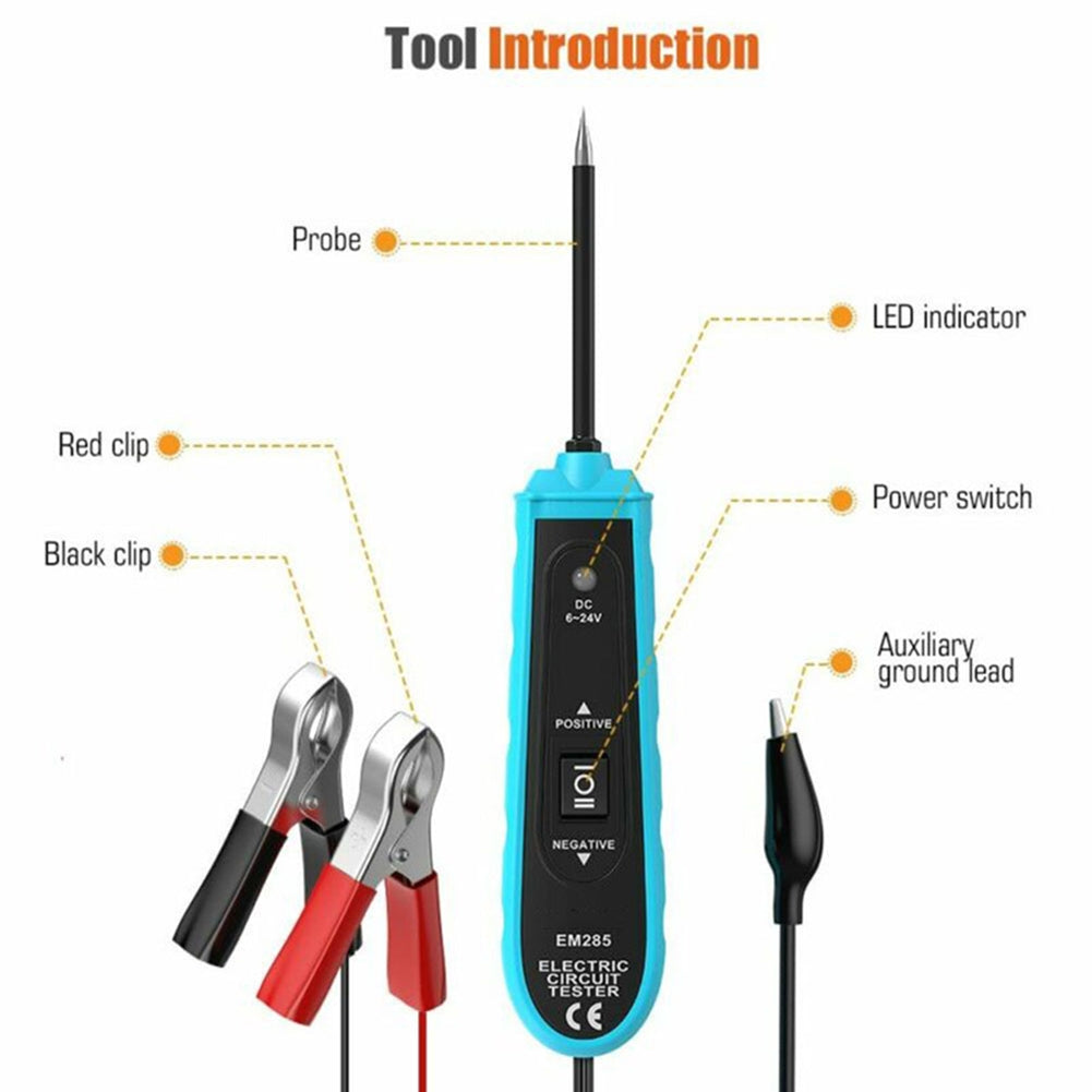 Dc 6-24v Automotive Electric Circuit Tester Voltage Polarity Tester with Test Light Probes Clips Buzzer Test Tool Blue - Premium OBD & Diagnostic Tools from Rapidvehicles - Just $40.99! Shop now at Rapidvehicles