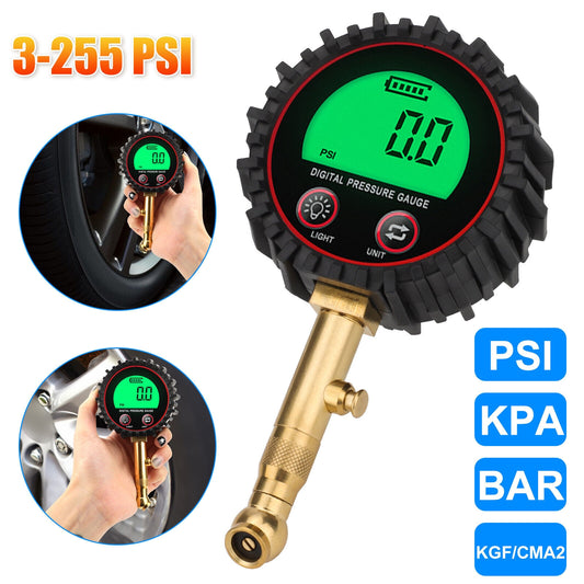 Tire Pressure Gauge 3-255PSI Heavy Duty Backlight LCD Display - Premium OBD & Diagnostic Tools from Rapidvehicles - Just $31.99! Shop now at Rapidvehicles