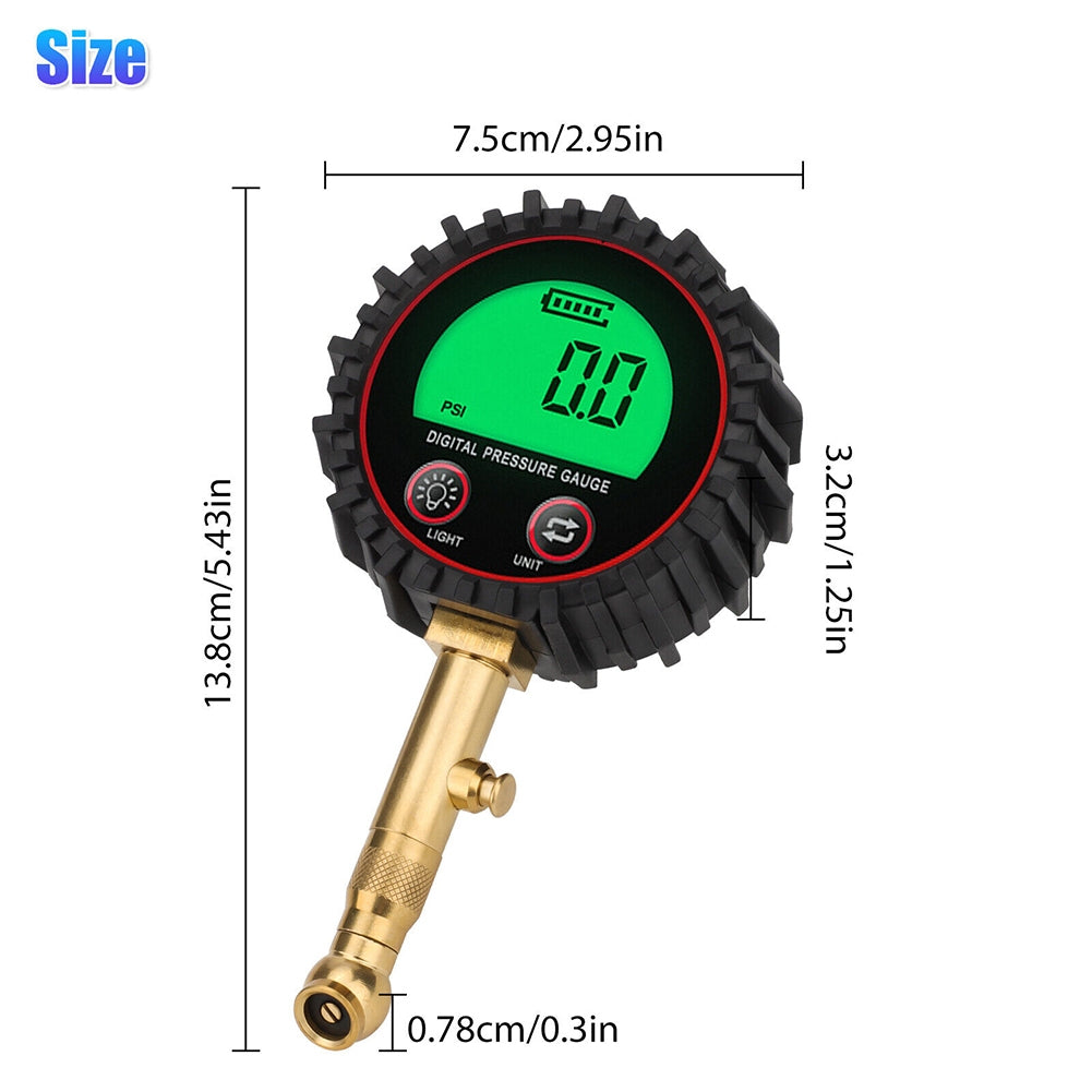 Tire Pressure Gauge 3-255PSI Heavy Duty Backlight LCD Display Digital Air Pressure Gauge For Car Trucks Bikes black - Premium OBD & Diagnostic Tools from Rapidvehicles - Just $23.99! Shop now at Rapidvehicles