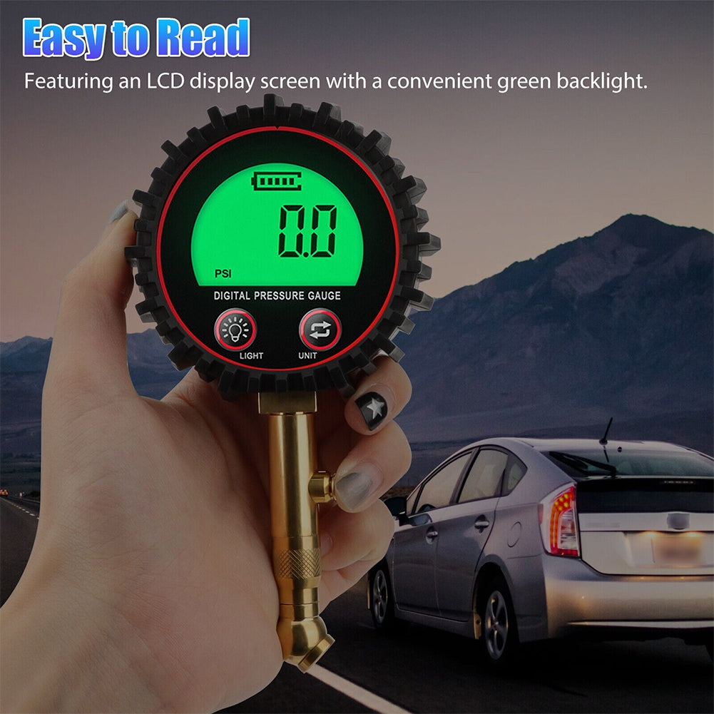 Tire Pressure Gauge 3-255PSI Heavy Duty Backlight LCD Display Digital Air Pressure Gauge For Car Trucks Bikes black - Premium OBD & Diagnostic Tools from Rapidvehicles - Just $23.99! Shop now at Rapidvehicles