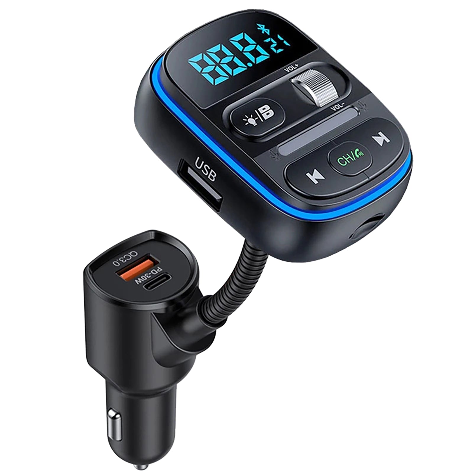 T77 Wireless Fm Transmitter Radio Adapter Car Kit Qc3.0/Pd30w Fast Charging Hands-Free Calling Support U Disk Black - Premium Car Chargers from Rapidvehicles - Just $29.99! Shop now at Rapidvehicles