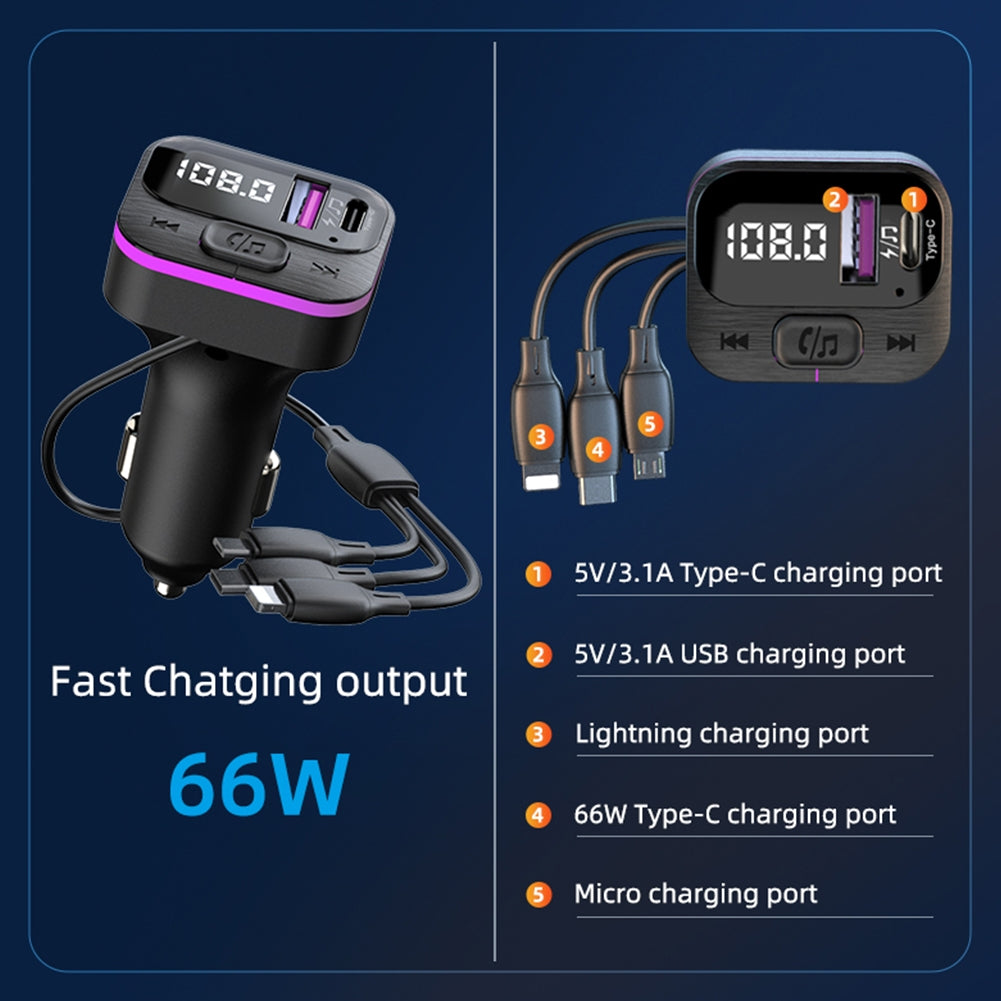 FM Transmitter Car Adapter 66W Fast Charging Hands-Free Calling - Premium Car Chargers from Rapidvehicles - Just $26.99! Shop now at Rapidvehicles