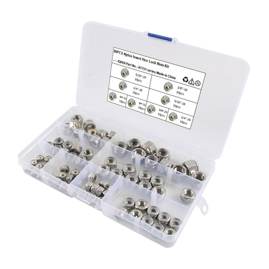 80Pcs Hex Nut Assortment Set Nylon Locking Nuts Hardware Kit 8 - Premium Car Organizers from Rapidvehicles - Just $45.99! Shop now at Rapidvehicles