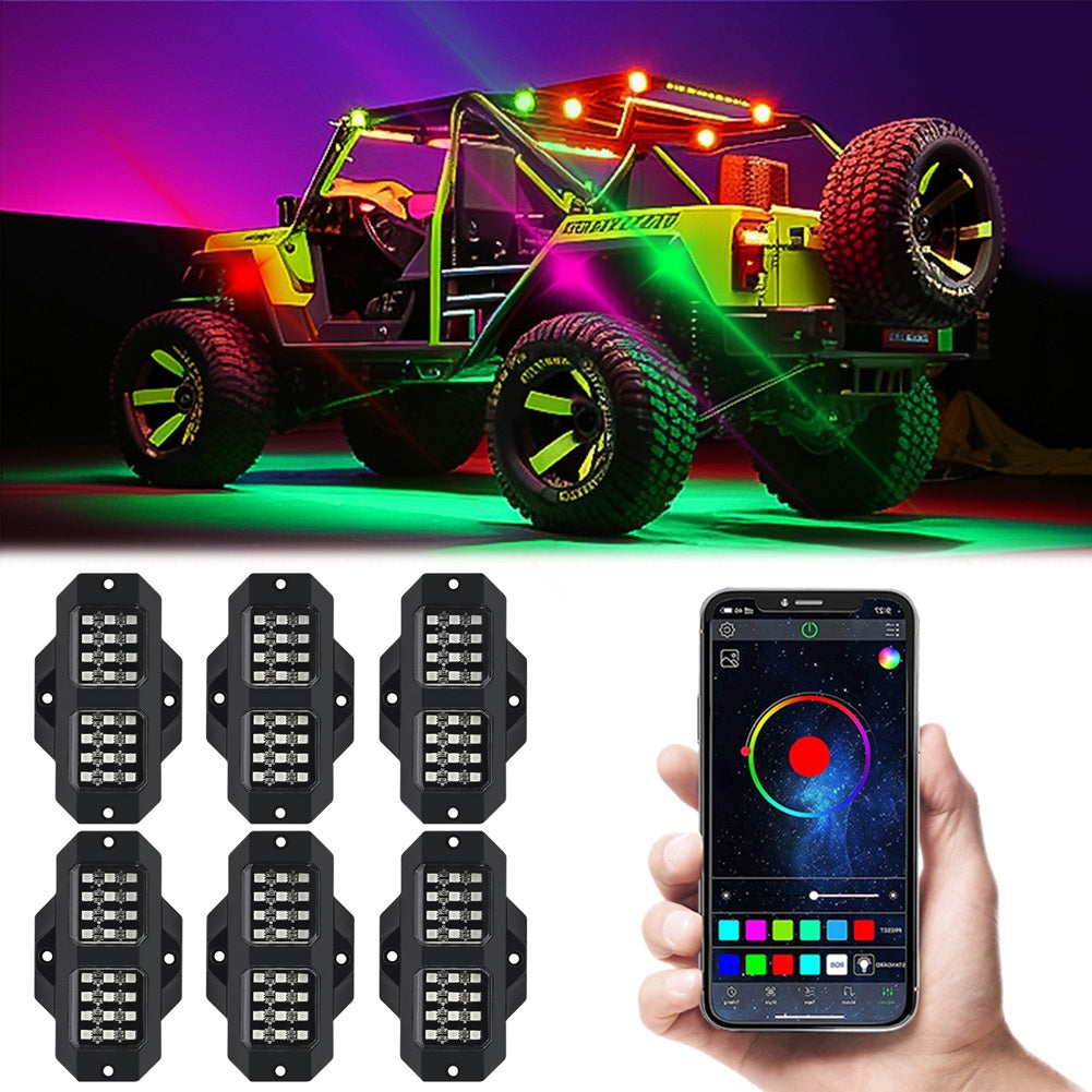 RGB LED Rock Lights Kits Multicolor Exterior Waterproof Underglow - Premium Car LED Lights from Rapidvehicles - Just $53.09! Shop now at Rapidvehicles