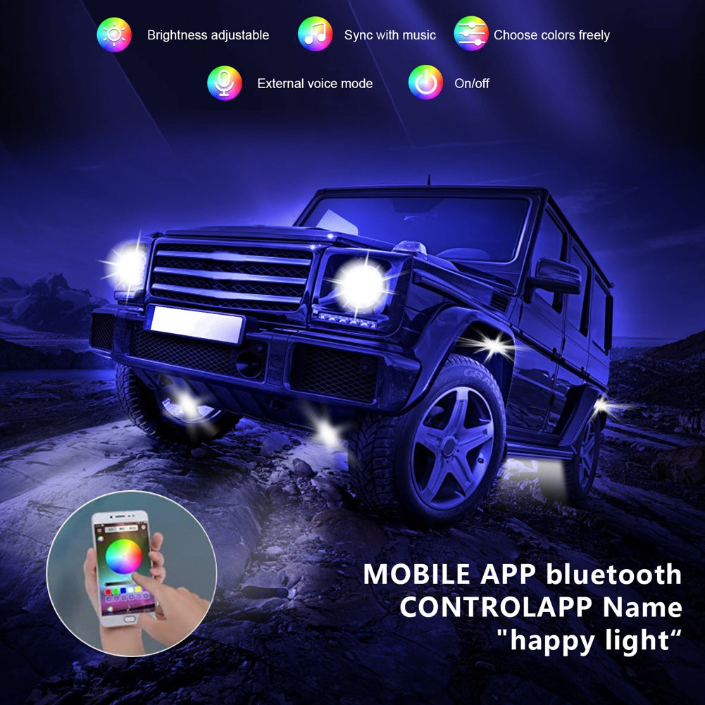 RGB LED Rock Lights Kits Multicolor Exterior Waterproof Underglow - Premium Car LED Lights from Rapidvehicles - Just $53.09! Shop now at Rapidvehicles